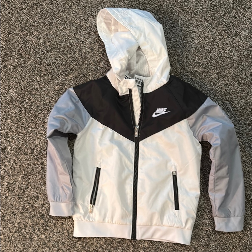 Nike White, Grey and Black Hooded Jacket - NWOT